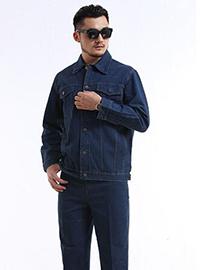 長袖牛仔工作服套裝男