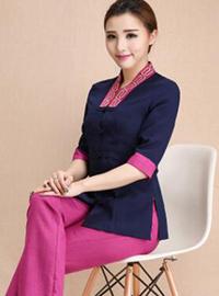 酒店棉麻套裝工作服